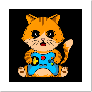 Gaming Whiskers: Cat-Inspired Video Game Controller Posters and Art